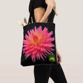 All-Over-Print Red Pink Dahlia & Bud Tas (Dichtbij)