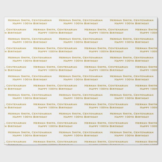 All-over Print Repetating Jouw tekst - Gold/White Cadeaupapier (Vlak)