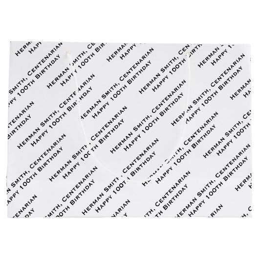 All-over Print Repetating Jouw tekst - zwart/wit Groot Cadeauzakje (Achterkant)