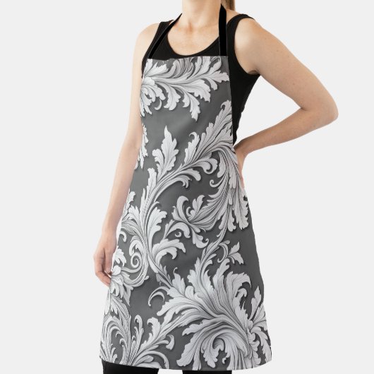 All-Over Print Schort Damask Zwart Wit Grijs (Insitu)