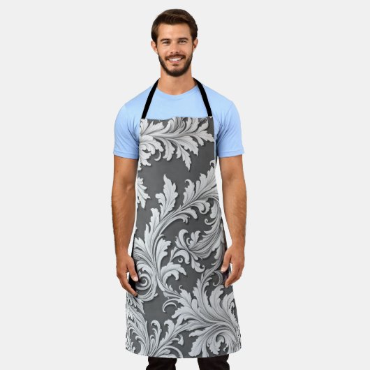 All-Over Print Schort Damask Zwart Wit Grijs (Gedragen)