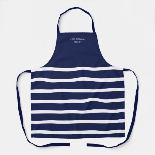 All-Over Print Schort gestreepte marineblauw (Voorkant)