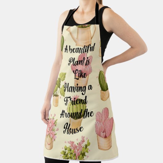 All-Over Print Schort, Groot met Plant Quote Schort (Insitu)