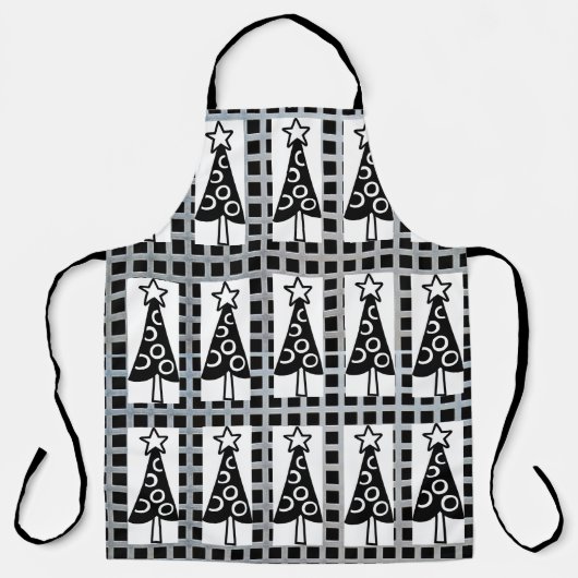 All-over Print Schort kerstbomen zwart en wit (Voorkant)