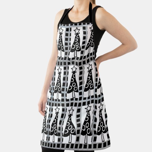 All-over Print Schort kerstbomen zwart en wit (Insitu)