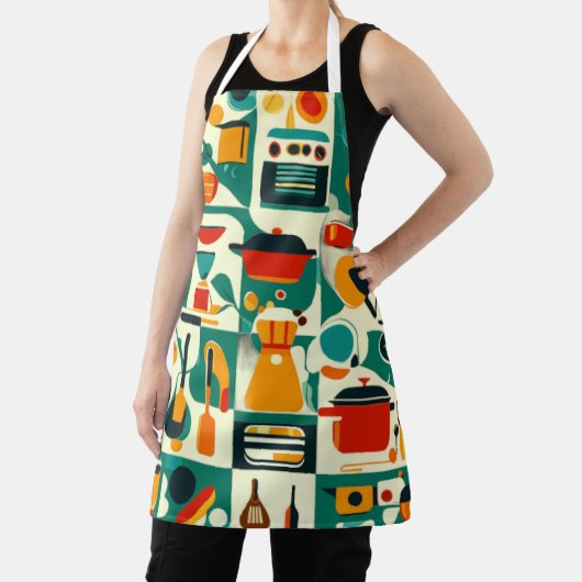 All-Over Print Schort, Medium 26"x30", keuken, gra Schort (Insitu)