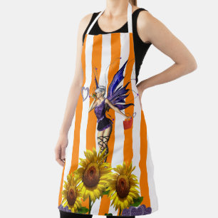 All Over Print Schort Oranje Streep Zonnebloem Fee
