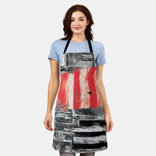 All-Over Print Schort – Rood Pulse Abstract Ontwer (Gedragen)