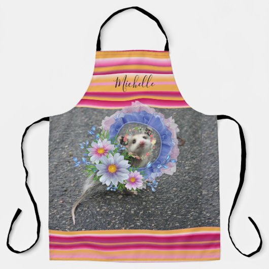 All Over Print Schort Streep Opossum Bloemen (Voorkant)