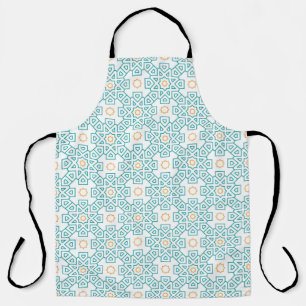 All-Over Print Schort Teal & Goud Arabesk Chef Sch