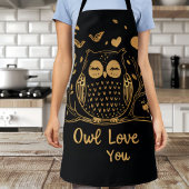 All-over print Schort uil zwart goud