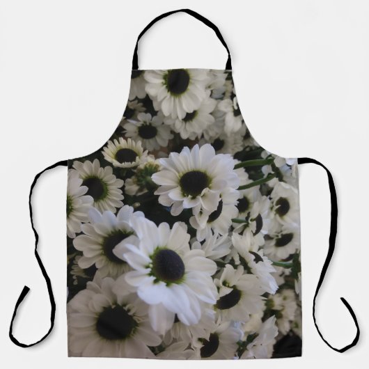 All-Over Print Schort - Zwart-wit madeliefjes (Voorkant)