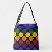 All-over-Print Vette Regenboog Polka Dots op Zwart Crossbody Tas (Achterkant)