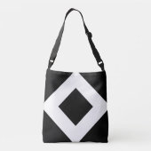 All-Over-Print Zwarte Diamant, Vetgedrukte Witte R Crossbody Tas (Achterkant)