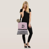 all-over-printed tote with chevron stripes + name bag (Op model)