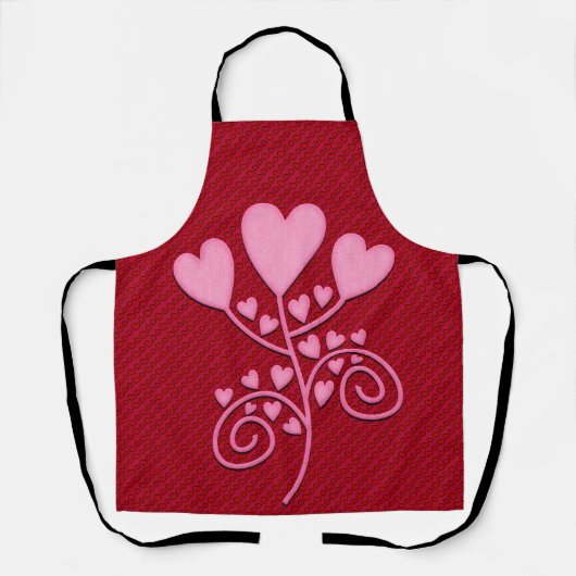 All-over Red en Red Hearts Kitchen Schort (Voorkant)