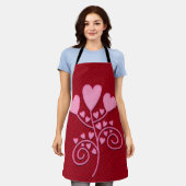 All-over Red en Red Hearts Kitchen Schort (Gedragen)