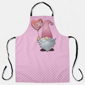 All-over roze op roze hartengras Gnome Kitchen Sch Schort (Voorkant)
