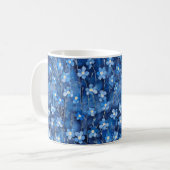 All Over Shades of Blue Floral Pattern Koffiemok (Voorkant links)