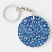 All Over Shades of Blue Floral Two-sided Sleutelhanger (Voorkant)
