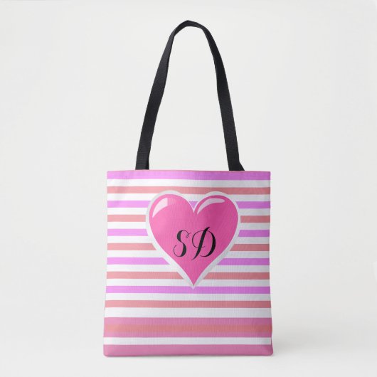 All-Over-stripe afdruk met schouderblad Tas (Voorkant)