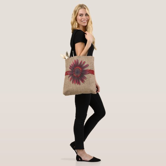 All-Over Tas - Burlap en Ring O'Fire Sunflower (Op model)