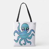 All-Over Tote - Blauwe Groene Octopus (wit) Bag (Achterkant)