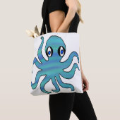All-Over Tote - Blauwe Groene Octopus (wit) Bag (Dichtbij)