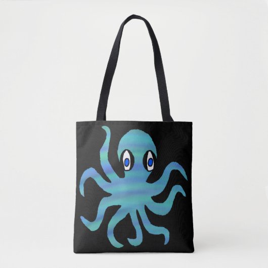 All-Over Tote - Blauwgroene Octopus (zwart) Bag (Voorkant)