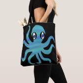 All-Over Tote - Blauwgroene Octopus (zwart) Bag (Dichtbij)