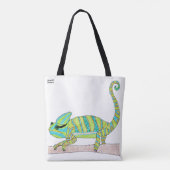 All-Over Tote - Groene Kameleon (wit) Bag (Achterkant)