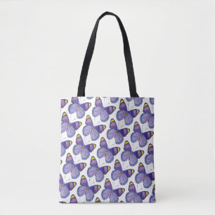 All-Over Tote - Paarse Vlinder (patroon wit) Bag