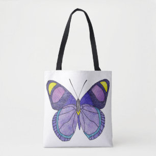 All-Over Tote - Paarse Vlinder (wit) Bag