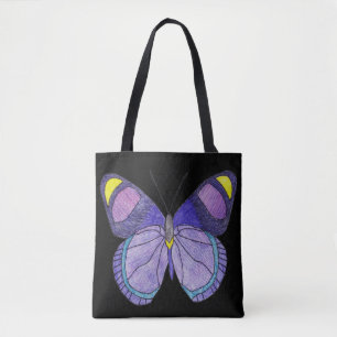 All-Over Tote - Paarse Vlinder (zwart) Bag