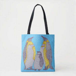 All-Over Tote - Pinguïnfamilie (lichtblauw) Bag