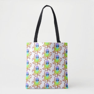 All-Over Tote - Regenboog Octopus (patroon wit) Bag