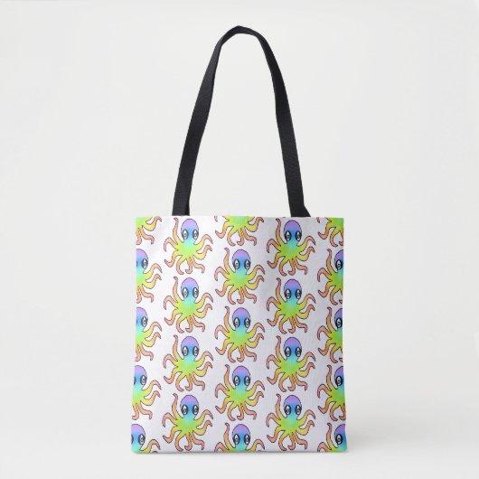 All-Over Tote - Regenboog Octopus (patroon wit) Bag (Voorkant)