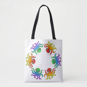 All-Over Tote - Verlopende Octopus (wit) Bag