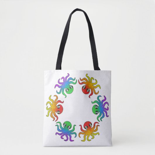 All-Over Tote - Verlopende Octopus (wit) Bag (Voorkant)