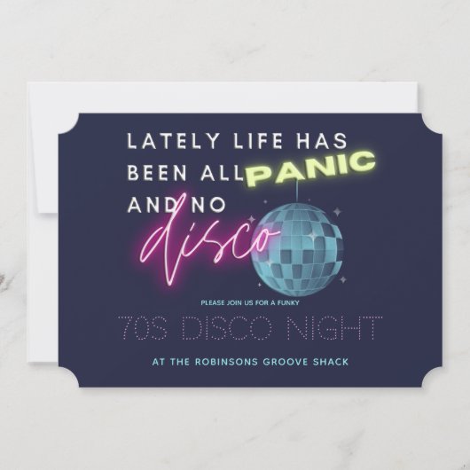 All Panic No Disco 70s Party Ticket Kaart (Voorkant)