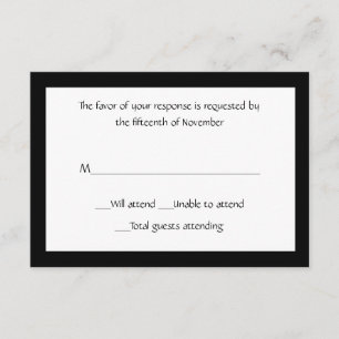 All Purpose Elegant Black and White Response Card RSVP Kaartje