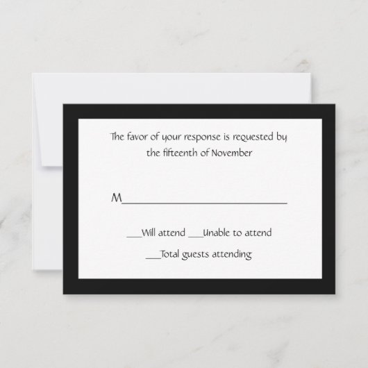 All Purpose Elegant Black and White Response Card RSVP Kaartje (Voorkant)