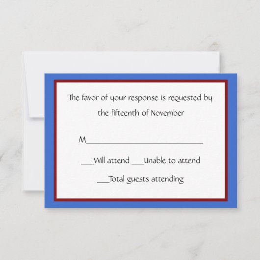 All Purpose Red, White, Blue Response Card RSVP Kaartje (Voorkant)