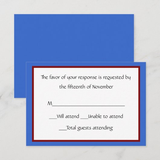 All Purpose Red, White, Blue Response Card RSVP Kaartje (Voorkant / Achterkant)