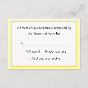 All Purpose Yellow and White Response Card RSVP Kaartje