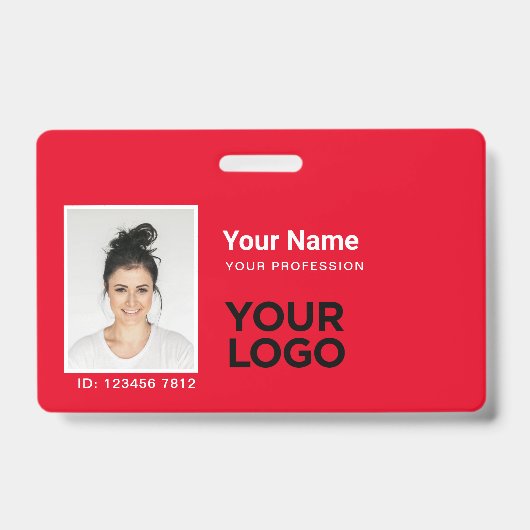 All Red Medewerkersfoto Bar of Qr Code Logo ID Badge (Voorzijde)