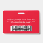 All Red Medewerkersfoto Bar of Qr Code Logo ID Badge (Achterkant)