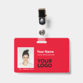 All Red Medewerkersfoto Bar of Qr Code Logo ID Badge (Voorzijde met clip)