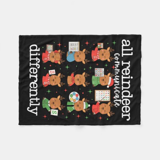 All Reindeer Communicate Differently Xmas Autism A Fleece Deken (Voorkant (Horizontaal))