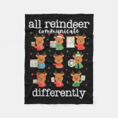 All Reindeer Communicate Differently Xmas Autism A Fleece Deken (Voorkant)